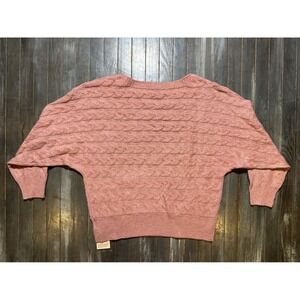 Bloomchic Women Pink Cable Knit Dolman Sleeve Pullover Sweater New